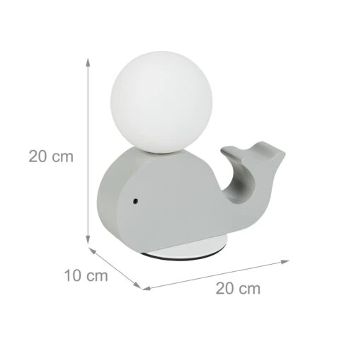 1x Kinder-Nachttischlampe "Wal" In Grau/ Weiß – Bild 4