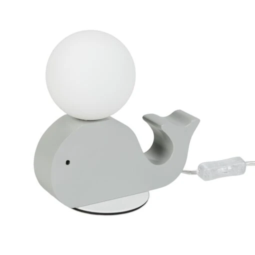 1x Kinder-Nachttischlampe "Wal" In Grau/ Weiß