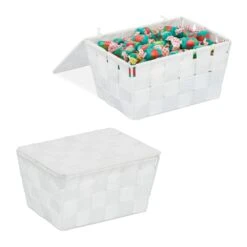 2 X Aufbewahrungskorb In Weiß - (B)19,5x (H)10,5 X (T)14,5 Cm -Heimdekoration Verkäufe relaxdays 2 x aufbewahrungskorb in weiss b 19 5x h 10 5 x t 14 5 cm 7