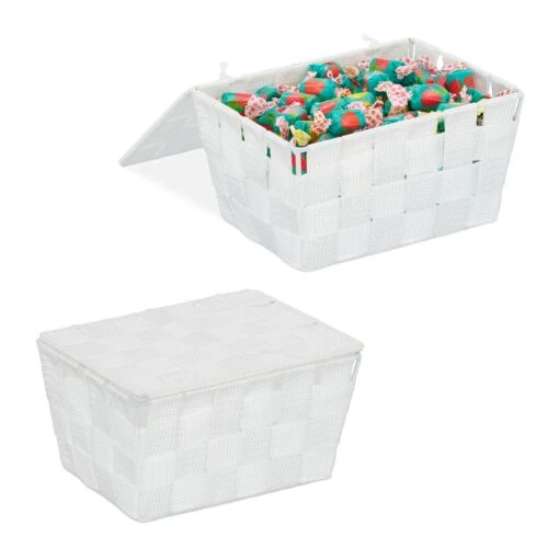 2 X Aufbewahrungskorb In Weiß - (B)19,5x (H)10,5 X (T)14,5 Cm – Bild 8