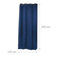 2x Vorhänge In Blau - (B)135 X (H)245 Cm -Heimdekoration Verkäufe relaxdays 2x vorhange in blau b 135 x h 245 cm 3