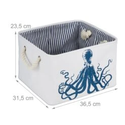 Aufbewahrungskorb "Oktopus" In Weiß/ Blau - (B)36,5 X (H)23,5 X (T)31,5 Cm -Heimdekoration Verkäufe relaxdays aufbewahrungskorb oktopus in weiss blau b 36 5 x h 23 5 x t 31 5 cm 3