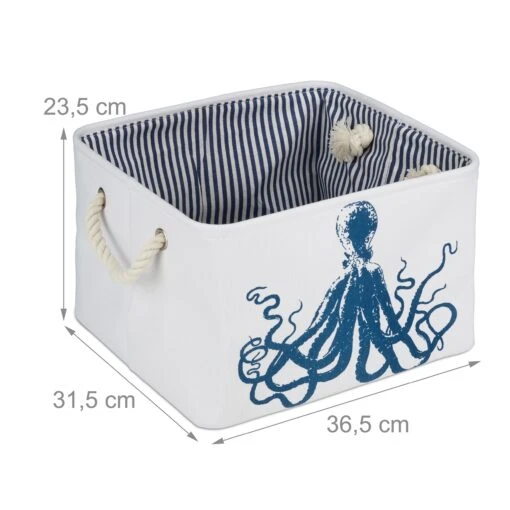 Aufbewahrungskorb "Oktopus" In Weiß/ Blau - (B)36,5 X (H)23,5 X (T)31,5 Cm – Bild 4