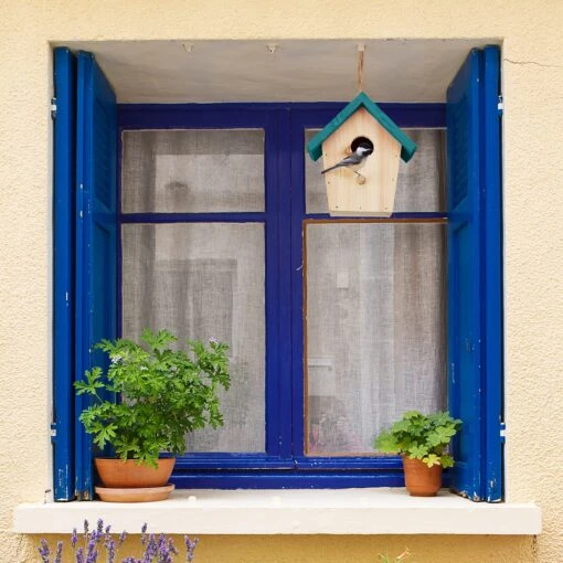 Deko Vogelhaus In Natur/ Blau – Bild 2