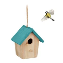 Deko Vogelhaus In Natur/ Blau