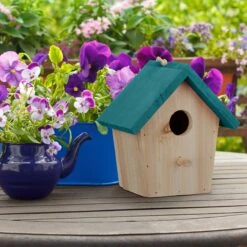 Deko Vogelhaus In Natur/ Blau -Heimdekoration Verkäufe relaxdays deko vogelhaus in natur blau 4