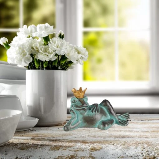 Gartenfigur Froschkönig In Grün - Größe S – Bild 2
