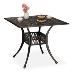 Gartentisch In Schwarz/ Bronze- (B)90 X (H)75 X (T)90 Cm -Heimdekoration Verkäufe relaxdays gartentisch in schwarz bronze b 90 x h 75 x t 90 cm 7