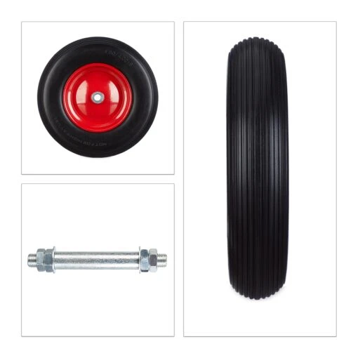 Schubkarrenrad "PU" In Schwarz/ Rot - 4.80 4.00-8