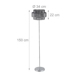 Stehlampe Grau/ Silber - (H)150 X Ø 34 Cm -Heimdekoration Verkäufe relaxdays stehlampe grau silber h 150 x o 34 cm 3
