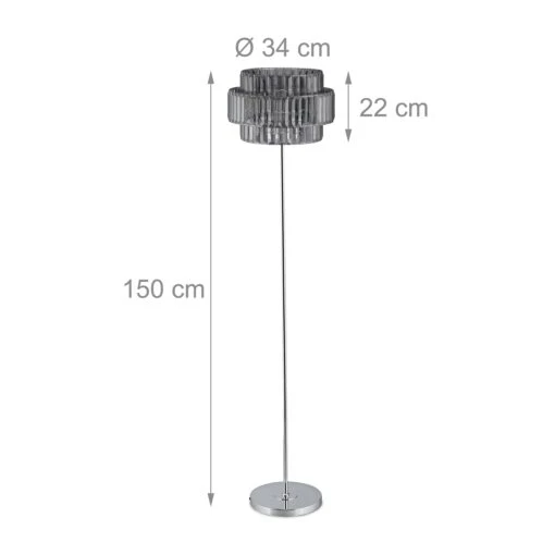 Stehlampe Grau/ Silber - (H)150 X Ø 34 Cm – Bild 4