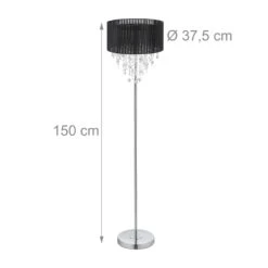 Stehlampe In Schwarz/ Silber - (H)150 X Ø 37,5 Cm -Heimdekoration Verkäufe relaxdays stehlampe in schwarz silber h 150 x o 37 5 cm 3