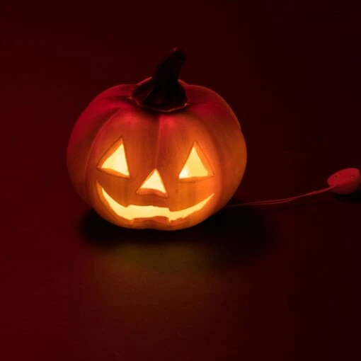 Halloween Kürbis LED Beleuchtet In Orange - 12cm – Bild 2