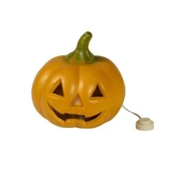 Halloween Kürbis LED Beleuchtet In Orange - 12cm