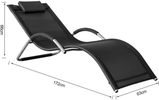 Sonnenliege In Schwarz - (B)63 X (H)66 X (T)172cm – Bild 4