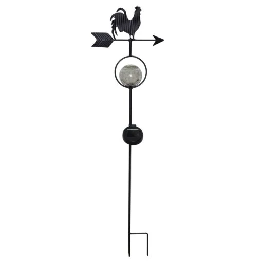 Star Trading LED Solar Gartenstecker Hahn Mit Windrichtungspfeil In Schwarz - H: 81cm – Bild 3