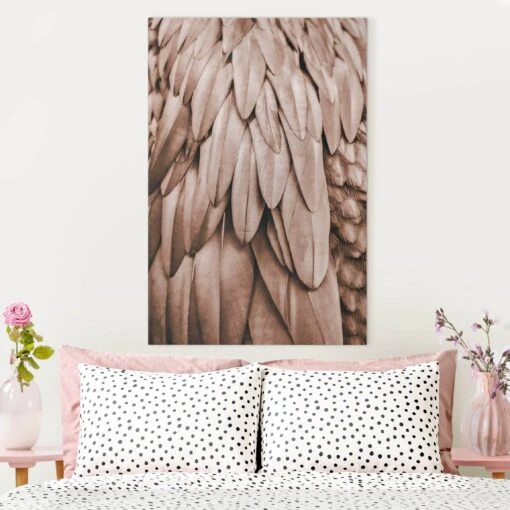 Leinwandbild - Federn In Rosegold In Braun – Bild 2