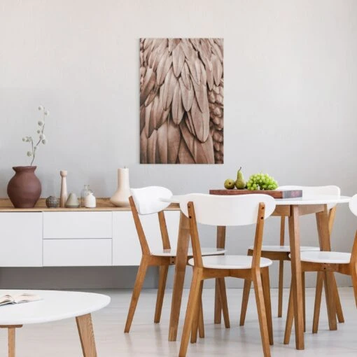 Leinwandbild - Federn In Rosegold In Braun – Bild 3