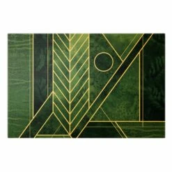 Leinwandbild Gold - Goldene Geometrie - Smaragd In Grün