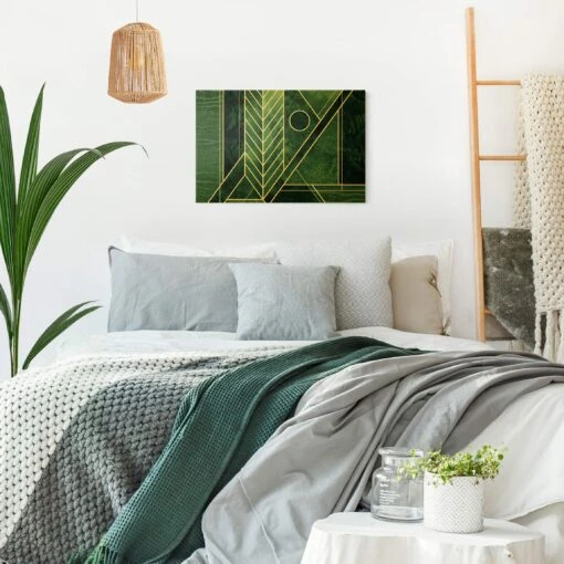Leinwandbild Gold - Goldene Geometrie - Smaragd In Grün – Bild 5