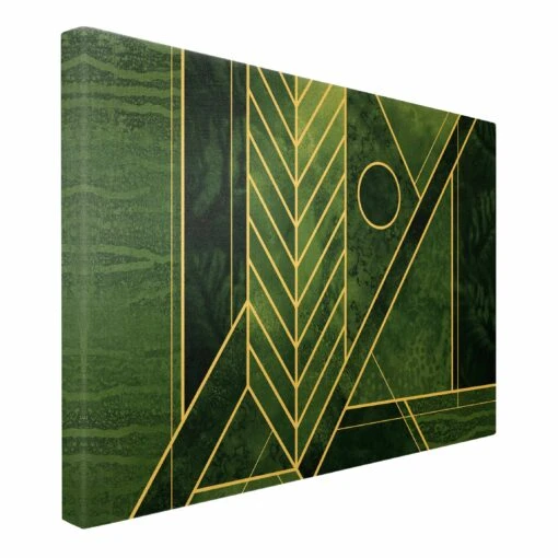Leinwandbild Gold - Goldene Geometrie - Smaragd In Grün – Bild 6