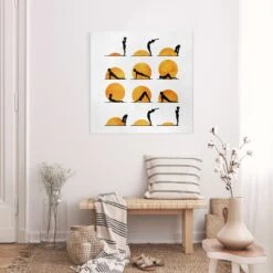 Leinwandbild - Yoga - Der Sonnengruß In Orange -Heimdekoration Verkäufe wallart leinwandbild yoga der sonnengruss in orange 2