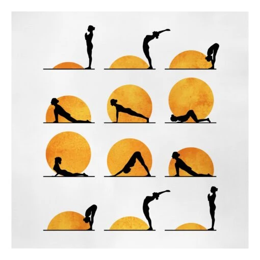 Leinwandbild - Yoga - Der Sonnengruß In Orange