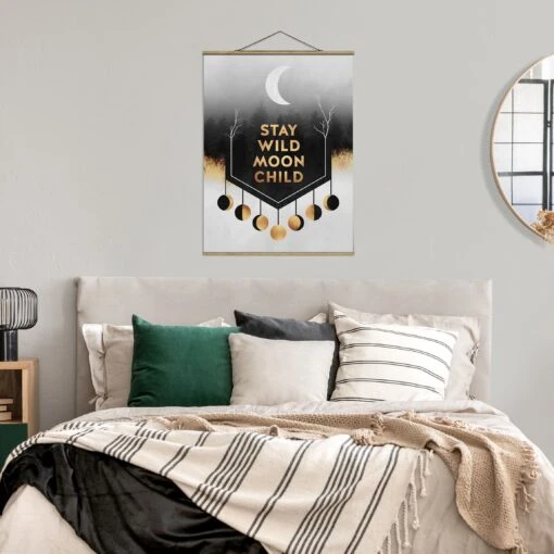 Stoffbild - Elisabeth Fredriksson - Stay Wild Moon Child In Gold – Bild 3