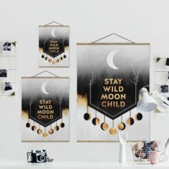 Stoffbild - Elisabeth Fredriksson - Stay Wild Moon Child In Gold -Heimdekoration Verkäufe wallart stoffbild elisabeth fredriksson stay wild moon child in gold 6
