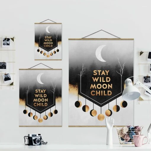 Stoffbild - Elisabeth Fredriksson - Stay Wild Moon Child In Gold – Bild 7
