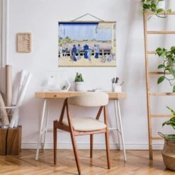 Stoffbild - Katsushika Hokusai - Die Sazai Halle In Blau -Heimdekoration Verkäufe wallart stoffbild katsushika hokusai die sazai halle in blau 3