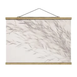 Stoffbild Mit Posterleisten - Bezauberndes Wiesengras In Creme-Beige