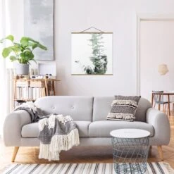 Stoffbild Mit Posterleisten - Eukalyptus Im Weißen Licht In Grün -Heimdekoration Verkäufe wallart stoffbild mit posterleisten eukalyptus im weissen licht in grun 2