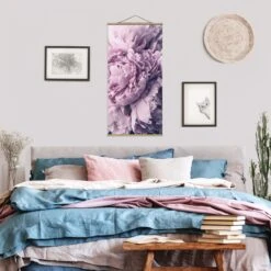 Stoffbild Mit Posterleisten - Lila Pfingstrosenblüten In Violett -Heimdekoration Verkäufe wallart stoffbild mit posterleisten lila pfingstrosenbluten in violett 2