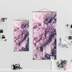 Stoffbild Mit Posterleisten - Lila Pfingstrosenblüten In Violett -Heimdekoration Verkäufe wallart stoffbild mit posterleisten lila pfingstrosenbluten in violett 6