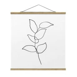Stoffbild Mit Posterleisten - Line Art Zweig Schwarz Weiß In Schwarz-Weiß -Heimdekoration Verkäufe wallart stoffbild mit posterleisten line art zweig schwarz weiss in schwarz weiss 4