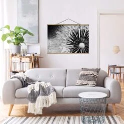 Stoffbild Mit Posterleisten - Pusteblume Schwarz & Weiß In Schwarz-Weiß -Heimdekoration Verkäufe wallart stoffbild mit posterleisten pusteblume schwarz and weiss in schwarz weiss 2