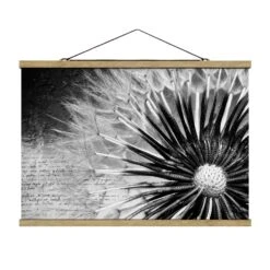 Stoffbild Mit Posterleisten - Pusteblume Schwarz & Weiß In Schwarz-Weiß -Heimdekoration Verkäufe wallart stoffbild mit posterleisten pusteblume schwarz and weiss in schwarz weiss 4