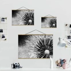 Stoffbild Mit Posterleisten - Pusteblume Schwarz & Weiß In Schwarz-Weiß -Heimdekoration Verkäufe wallart stoffbild mit posterleisten pusteblume schwarz and weiss in schwarz weiss 6