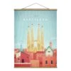 Stoffbild Mit Posterleisten - Reiseposter - Barcelona In Rot -Heimdekoration Verkäufe wallart stoffbild mit posterleisten reiseposter barcelona in rot