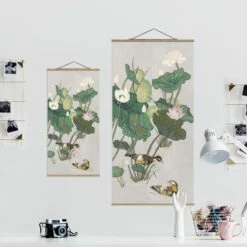 Stoffbild - Vintage Illustration Lotusblüten Im Teich In Grün 15 Stoffbild - Vintage Illustration Lotusblüten Im Teich In Grün -Heimdekoration Verkäufe wallart stoffbild vintage illustration lotusbluten im teich in grun 6