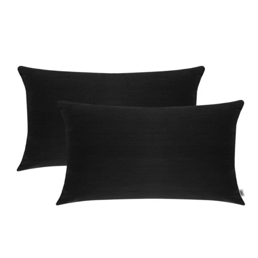 2er Set-Kissenhüllen Kissenbezug Jacquard-Schneewolltuch In Schwarz – Bild 3
